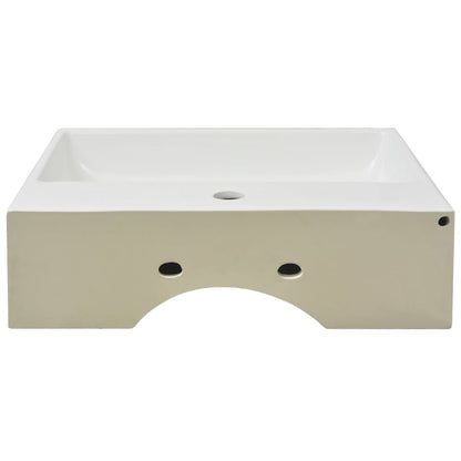 vidaXL Basin with Faucet Hole Ceramic White 51.5x38.5x15 cm