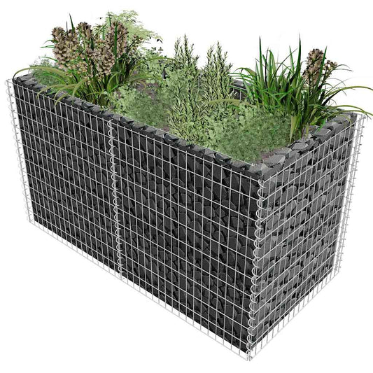 142366 vidaXL Gabion Raised Bed Steel 180x90x100 cm Silver