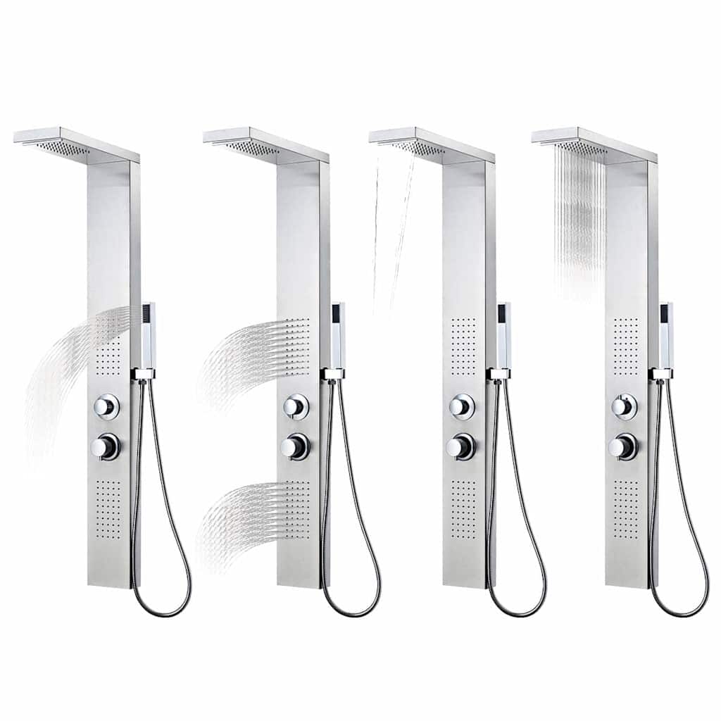 142371 vidaXL Shower Panel System Stainless Steel Square