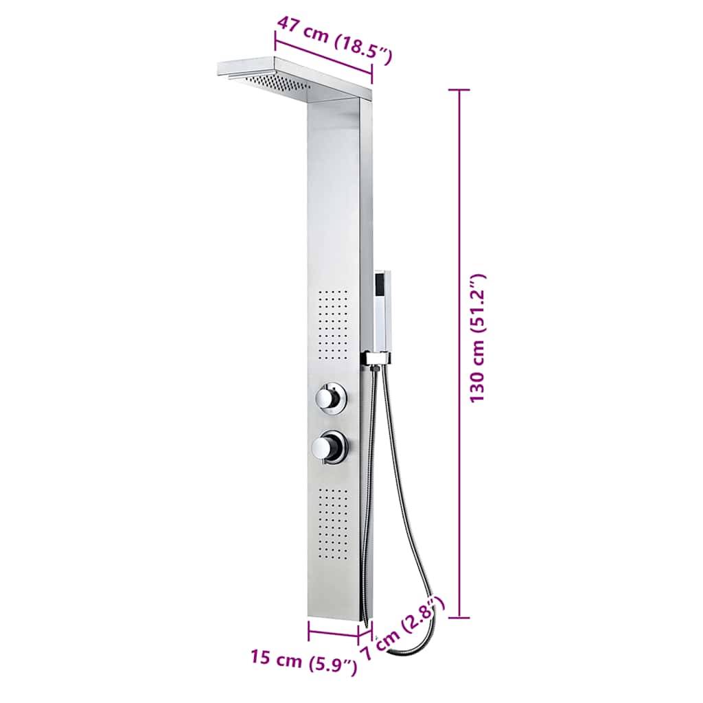 vidaXL Shower Panel System Stainless Steel Square