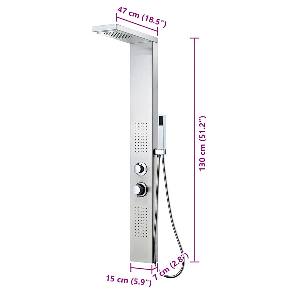 vidaXL Shower Panel System Stainless Steel Square