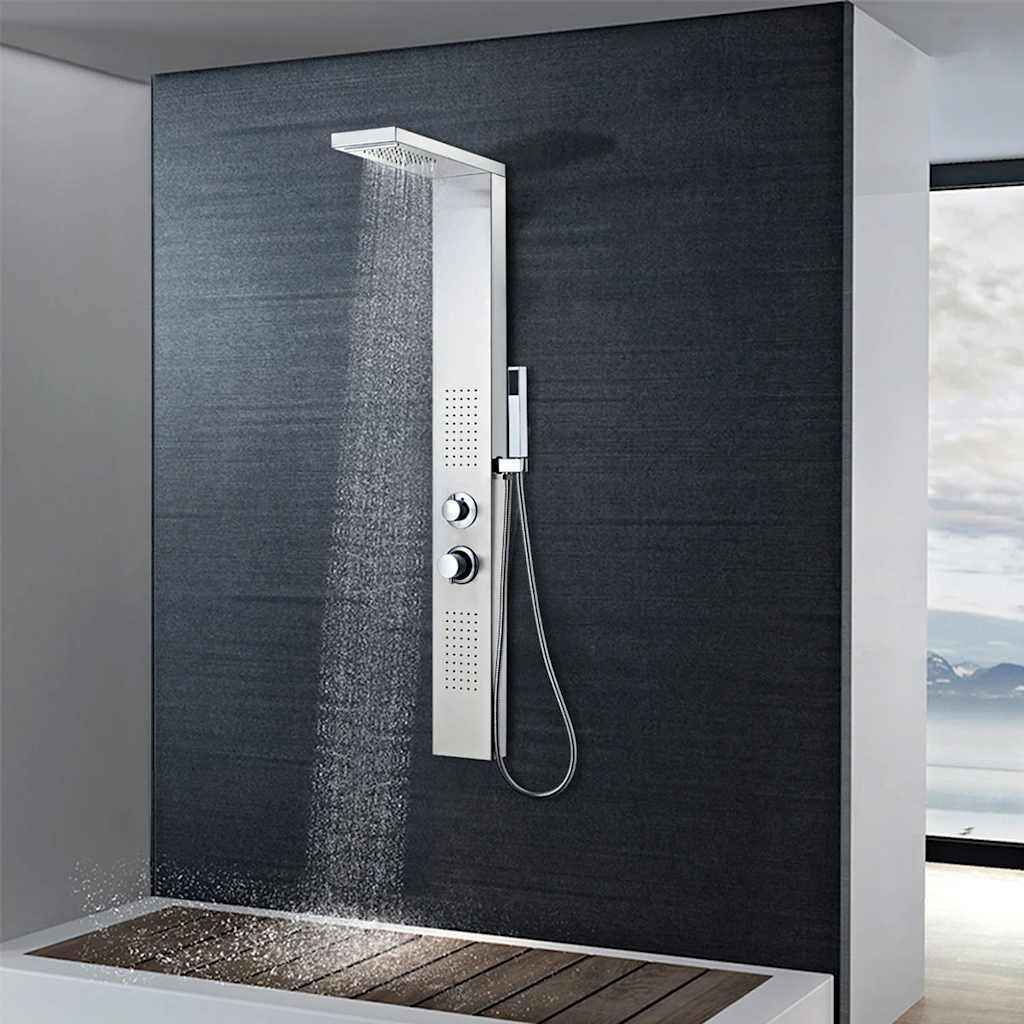 142371 vidaXL Shower Panel System Stainless Steel Square