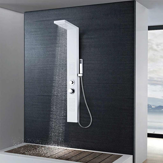 142372 vidaXL Shower Panel System Aluminium Matte White