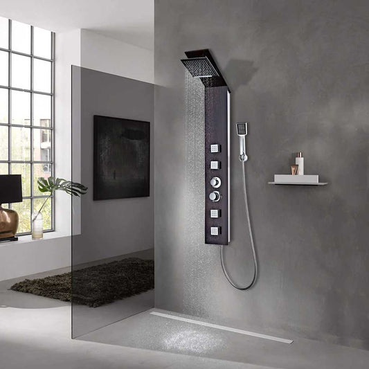 142374 vidaXL Shower Panel System Glass Brown