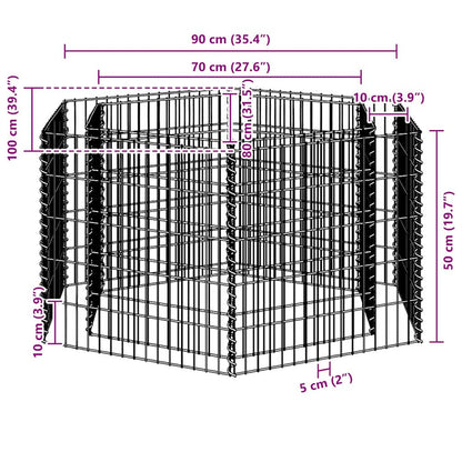 142532 vidaXL Hexagonal Gabion Raised Bed 100x90x50 cm