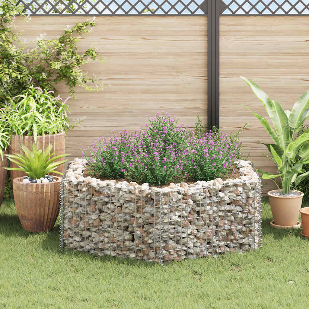 vidaXL Gabion Raised Bed | Silver | Galvanised Steel | 160x140x50 cm