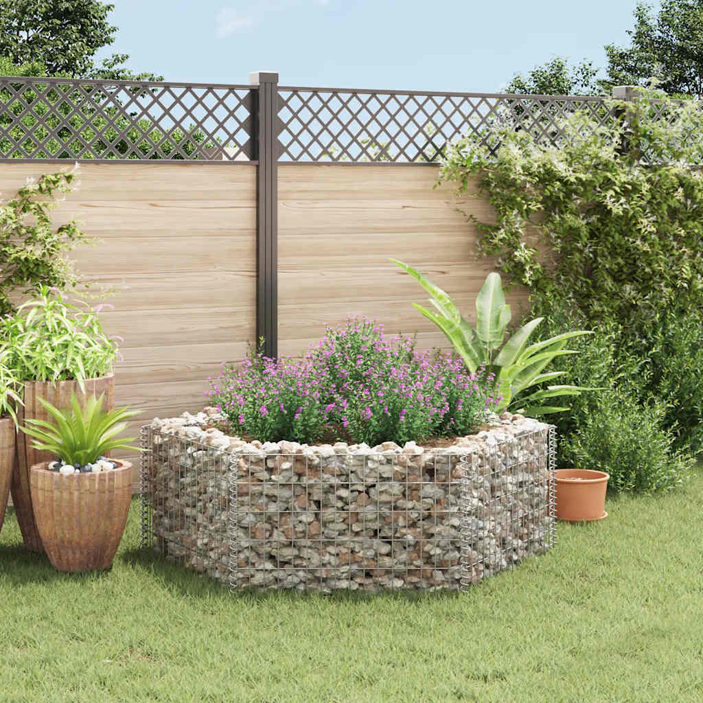 vidaXL Gabion Raised Bed | Silver | Galvanised Steel | 160x140x50 cm