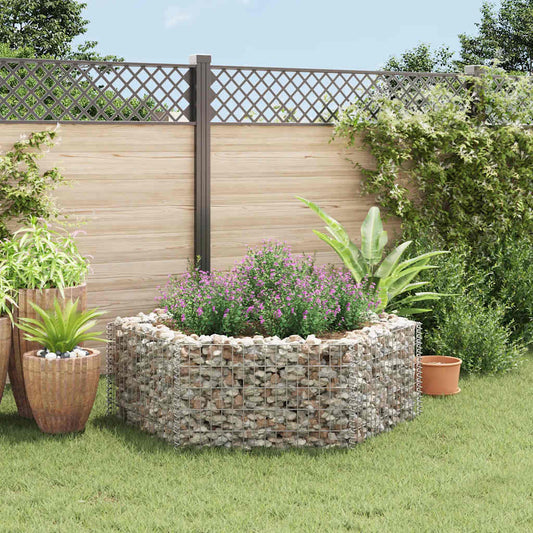 vidaXL Gabion Raised Bed | Silver | Galvanised Steel | 160x140x50 cm