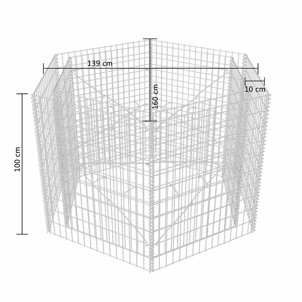 vidaXL Hexagonal Gabion Raised Bed 160x140x100 cm