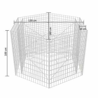 vidaXL Hexagonal Gabion Raised Bed 160x140x100 cm