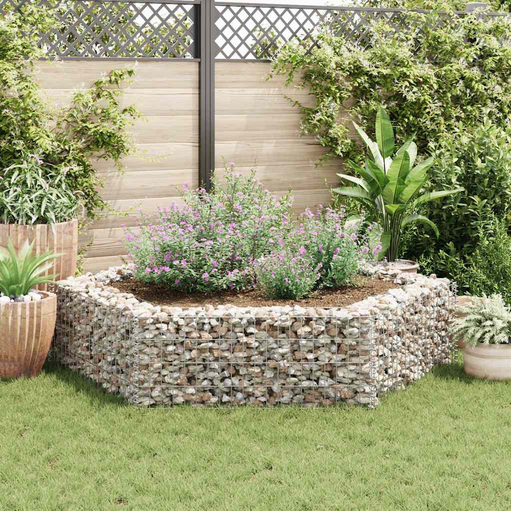 vidaXL Gabion Raised Bed | Silver | Galvanised Steel | 200x173x40 cm