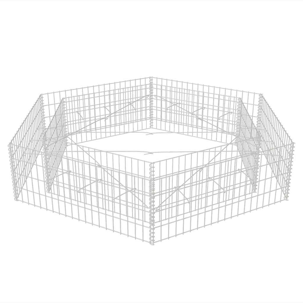 vidaXL Gabion Raised Bed | Silver | Galvanised Steel | 200x173x40 cm