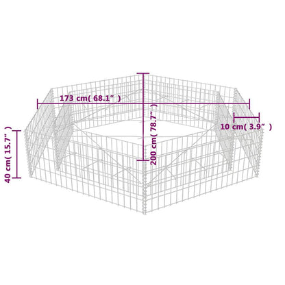 vidaXL Gabion Raised Bed | Silver | Galvanised Steel | 200x173x40 cm