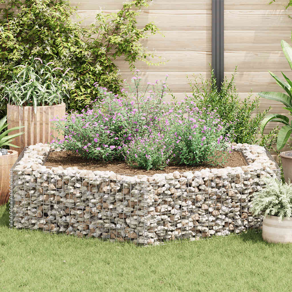 vidaXL Gabion Raised Bed | Silver | Galvanised Steel | 200x173x40 cm
