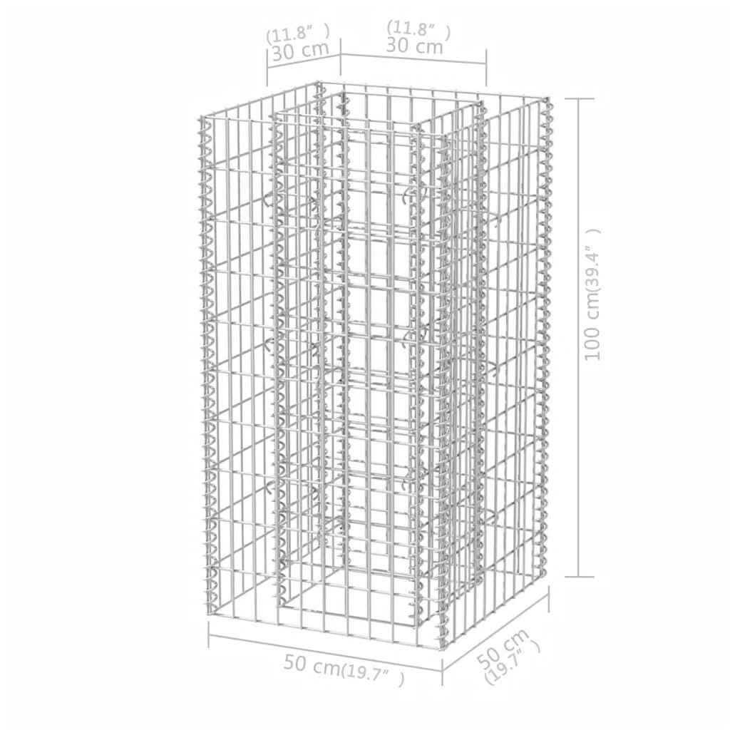 vidaXL Gabion Raised Bed Steel 50x50x100 cm