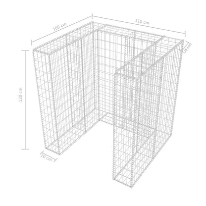 vidaXL Gabion Single Wheelie Bin Surround Steel 110x100x120 cm