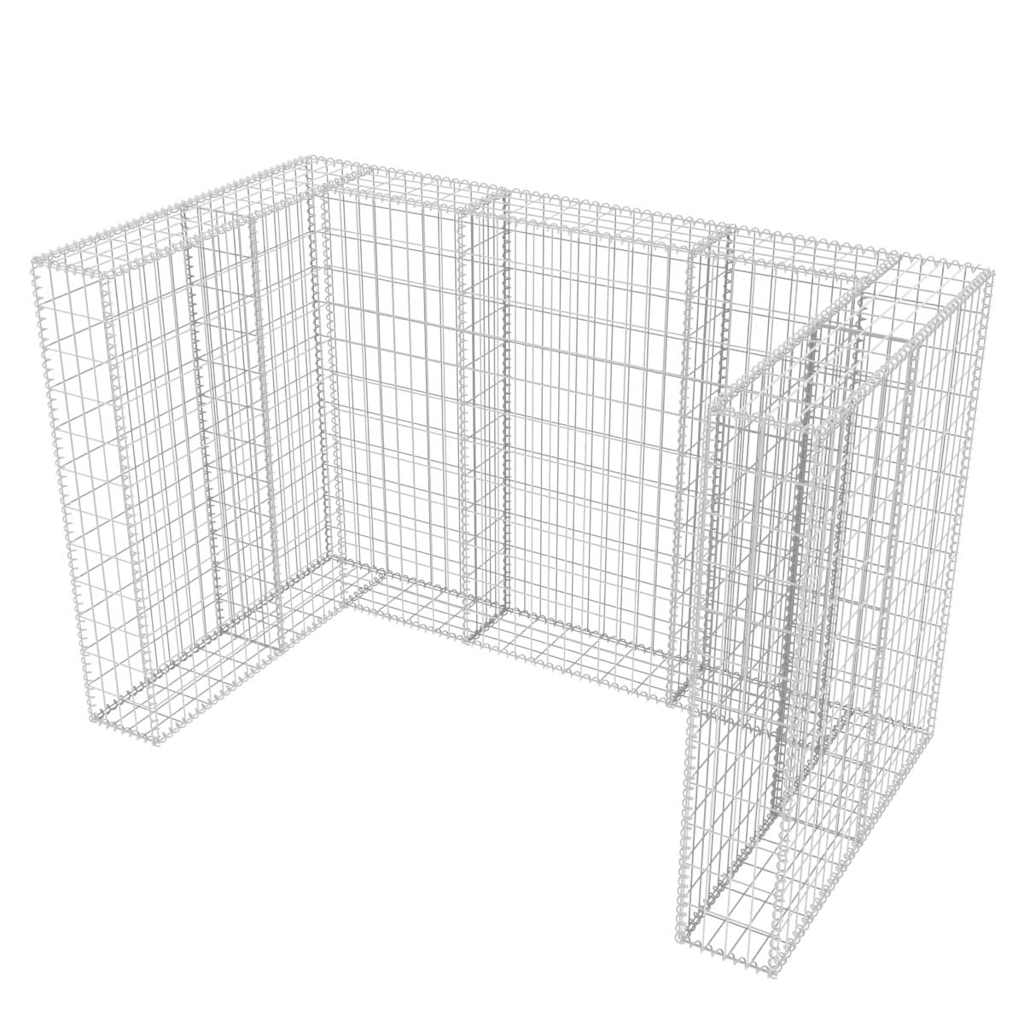 vidaXL Gabion Double Wheelie Bin Surround Steel 180x100x120 cm