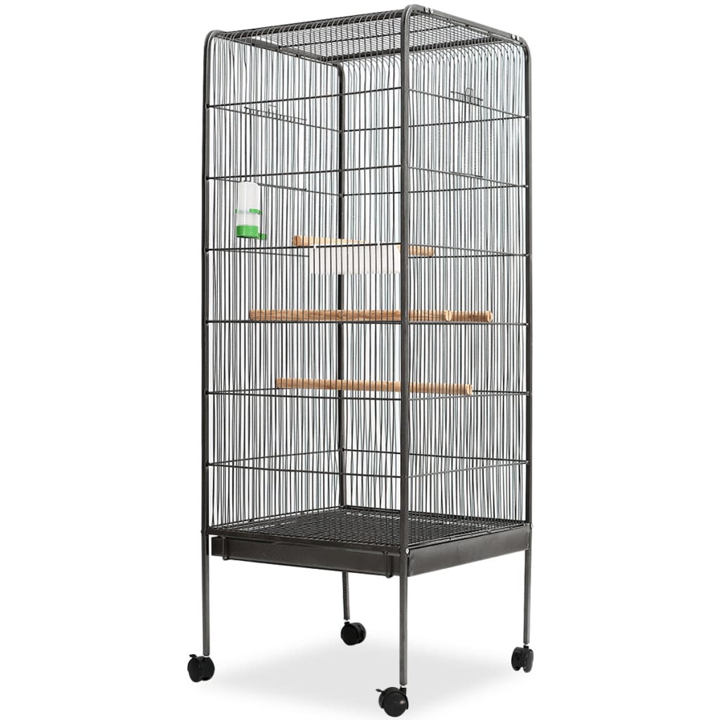 170408 vidaXL Bird Cage Black 54x54x146 cm Steel