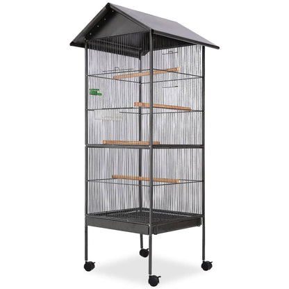 170409 vidaXL Bird Cage with Roof Black 66x66x155 cm Steel