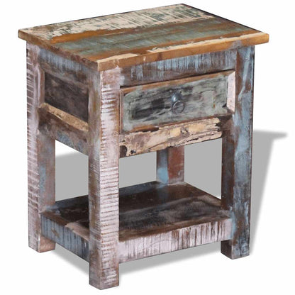 243456 vidaXL Side Table with 1 Drawer Solid Reclaimed Wood 43x33x51 cm