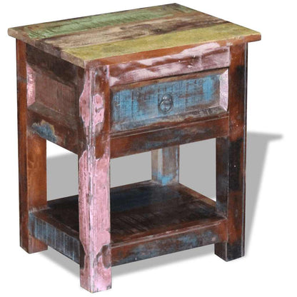 243456 vidaXL Side Table with 1 Drawer Solid Reclaimed Wood 43x33x51 cm