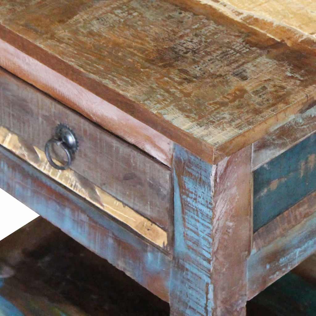 243456 vidaXL Side Table with 1 Drawer Solid Reclaimed Wood 43x33x51 cm