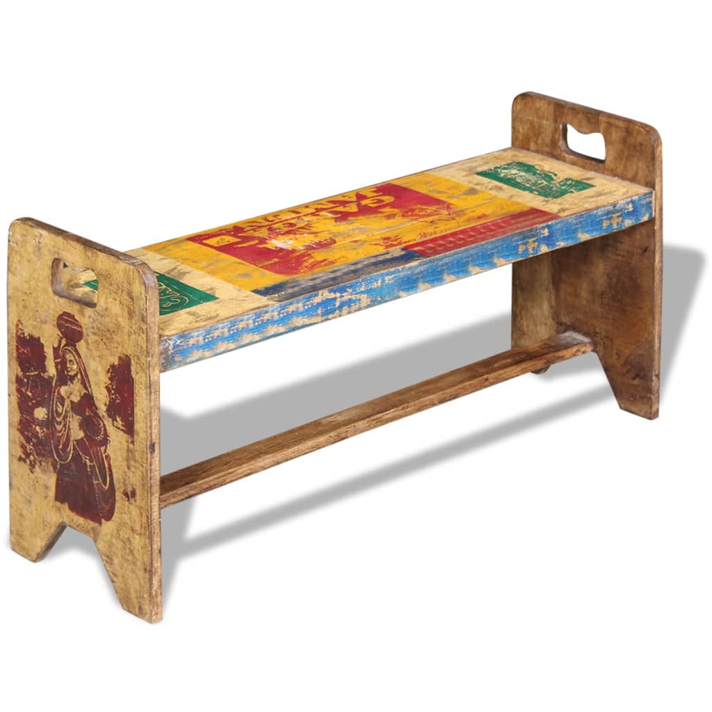 vidaXL Bench | Multicolour | Solid reclaimed wood | 100x30x50 cm | Durable