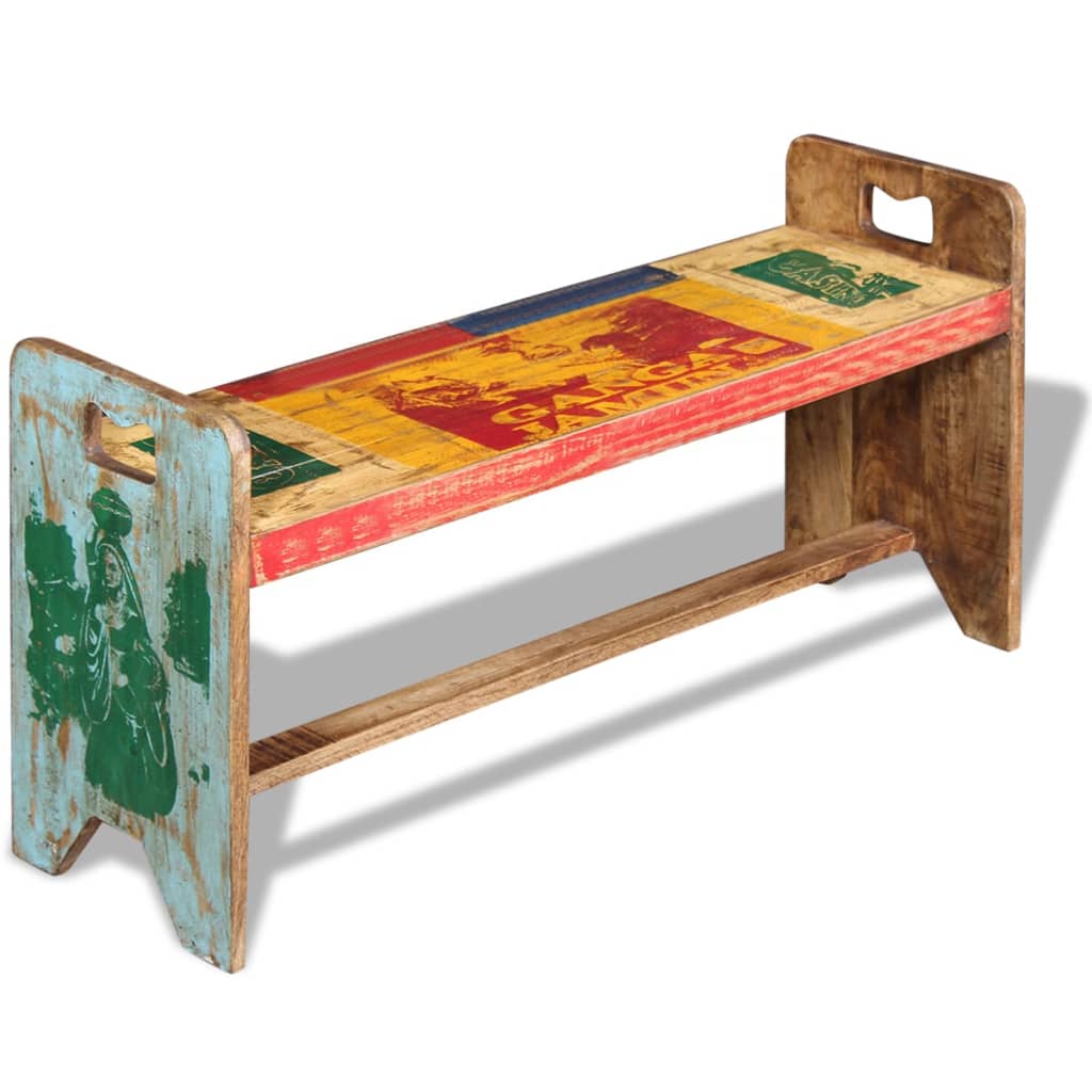 vidaXL Bench | Multicolour | Solid reclaimed wood | 100x30x50 cm | Durable