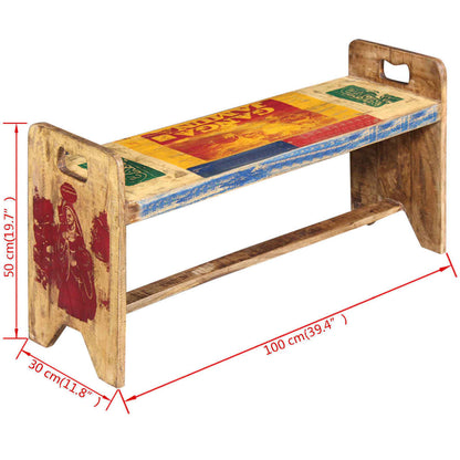 vidaXL Bench | Multicolour | Solid reclaimed wood | 100x30x50 cm | Durable