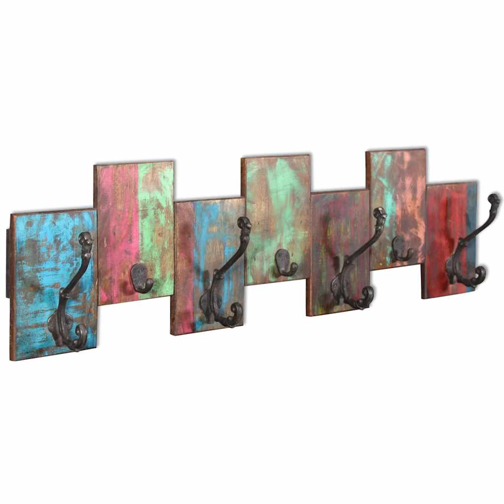 243460 vidaXL Coat Rack with 7 Hooks Solid Reclaimed Wood