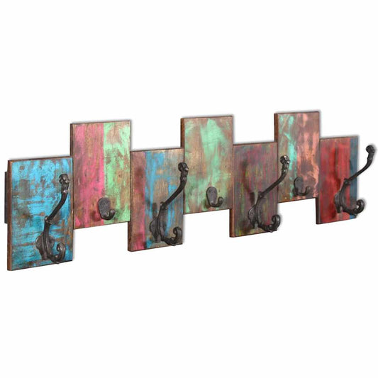 243460 vidaXL Coat Rack with 7 Hooks Solid Reclaimed Wood