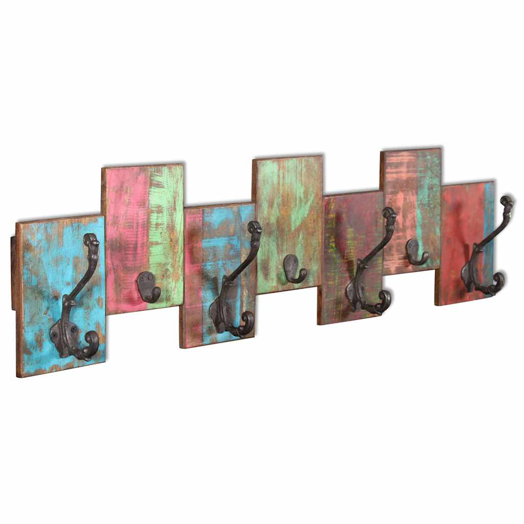 243460 vidaXL Coat Rack with 7 Hooks Solid Reclaimed Wood