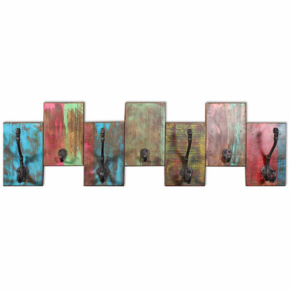 243460 vidaXL Coat Rack with 7 Hooks Solid Reclaimed Wood