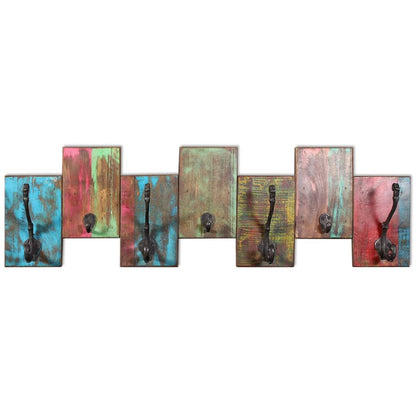 243460 vidaXL Coat Rack with 7 Hooks Solid Reclaimed Wood