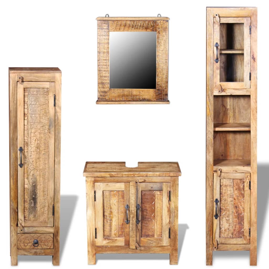 vidaXL Bathroom Furniture Set | Various shades of brown | Solid mango wood