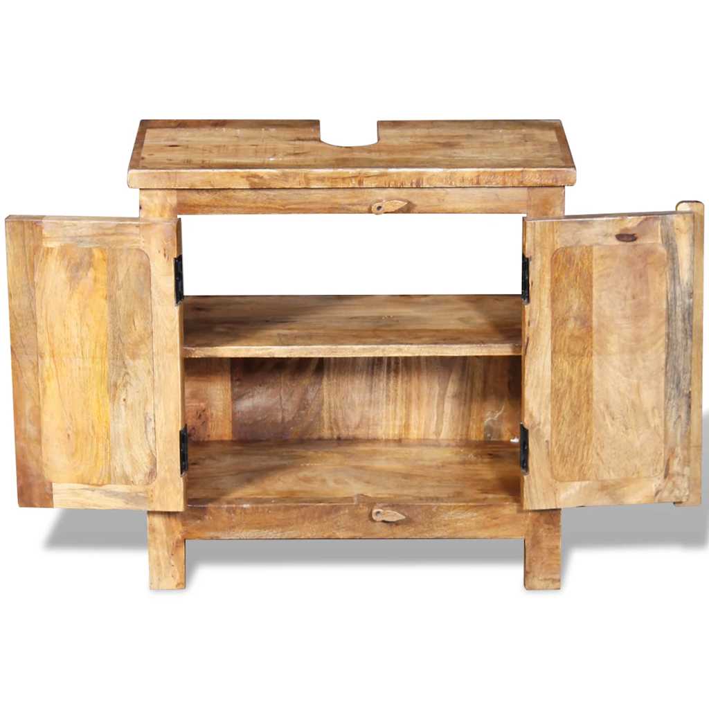 243463 vidaXL Vanity Cabinet with Mirror and 2 Side Cabinets Solid Mango Wood