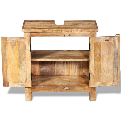 243463 vidaXL Vanity Cabinet with Mirror and 2 Side Cabinets Solid Mango Wood