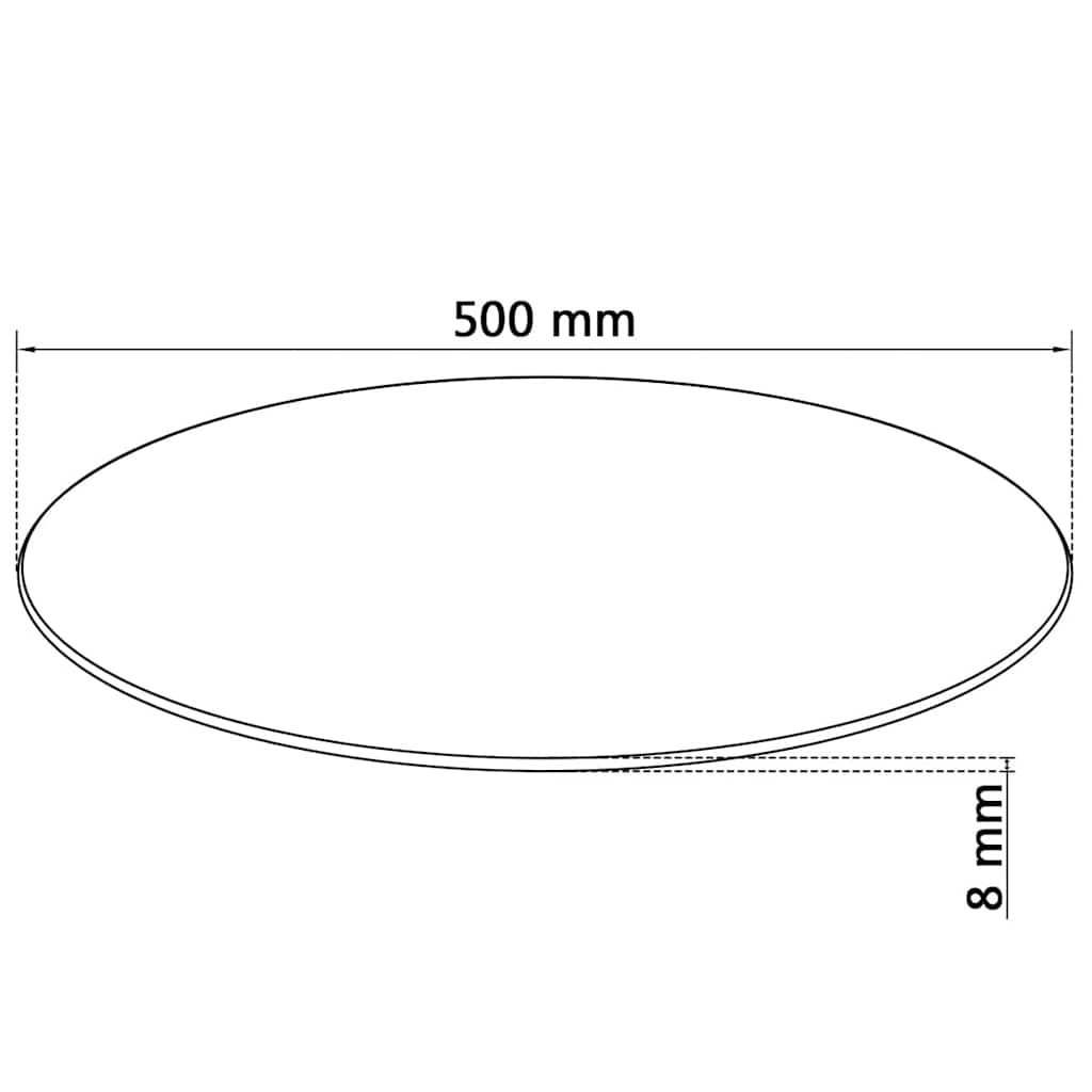 vidaXL Table Top | Clear | Tempered Glass | 50 cm diameter | Scratch-resistant