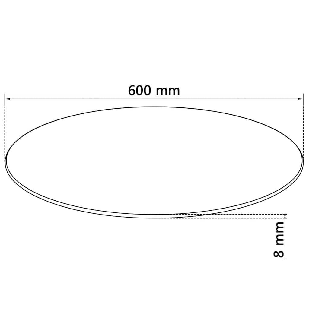 vidaXL Table Top | Transparent | Tempered Glass | 60 cm Diameter | Table Top