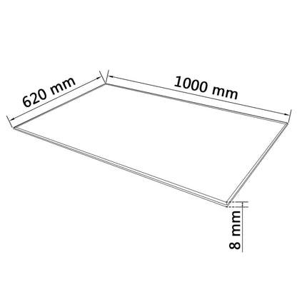 vidaXL Table Top Tempered Glass Rectangular 1000x620 mm