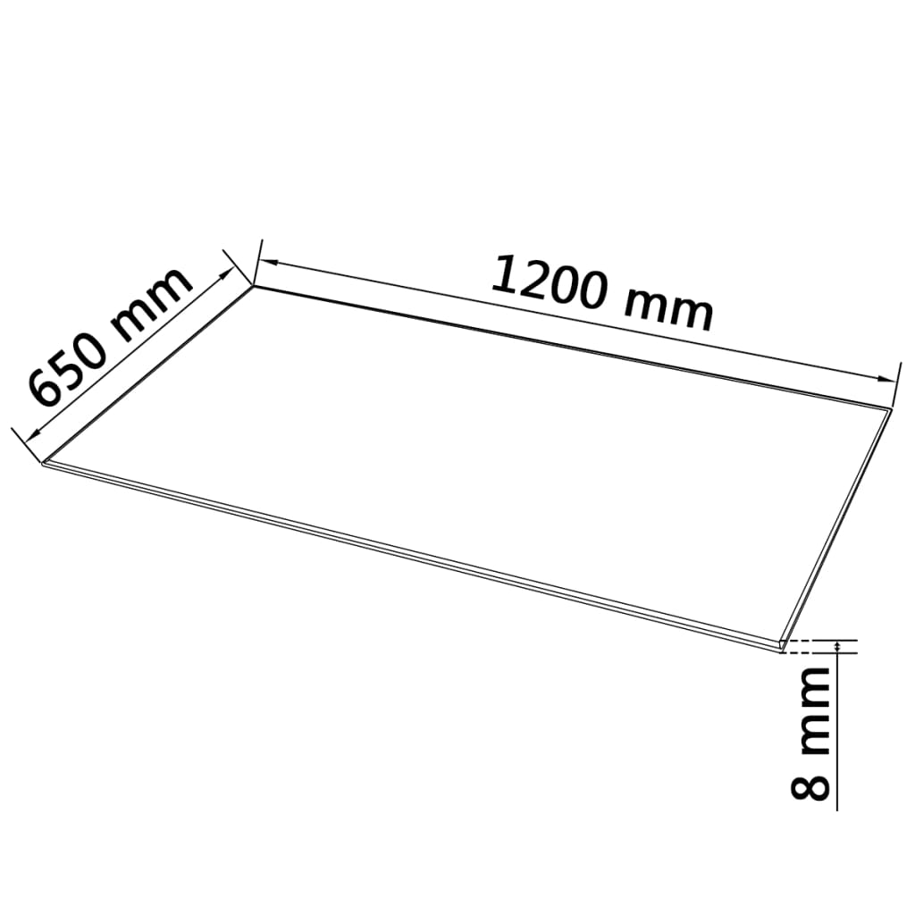 vidaXL Table Top Tempered Glass Rectangular 1200x650 mm