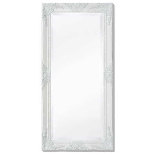 243679 vidaXL Wall Mirror Baroque Style 100x50 cm White