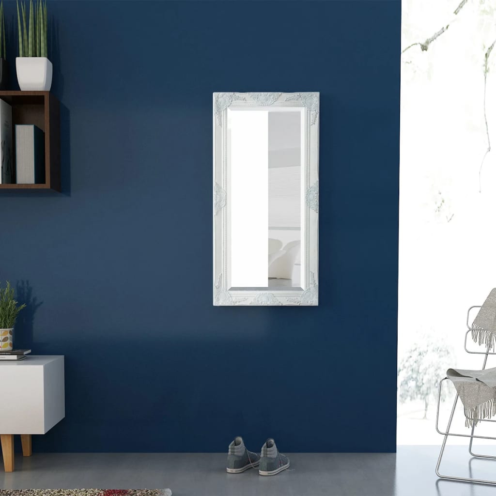 243679 vidaXL Wall Mirror Baroque Style 100x50 cm White