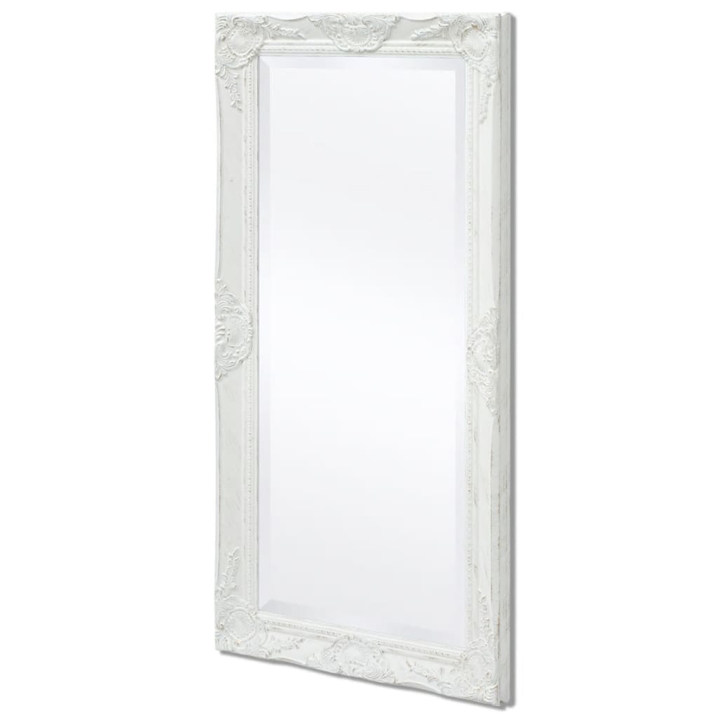 243679 vidaXL Wall Mirror Baroque Style 100x50 cm White