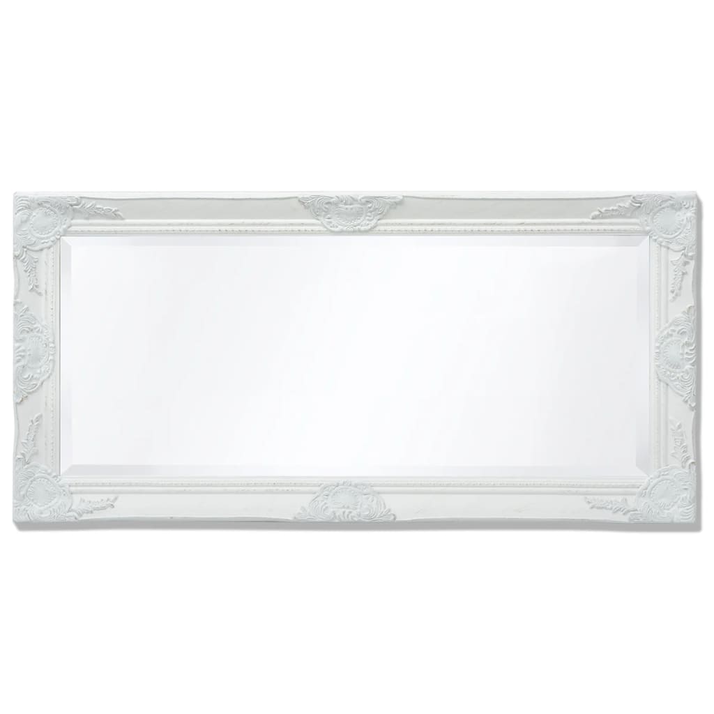 243679 vidaXL Wall Mirror Baroque Style 100x50 cm White