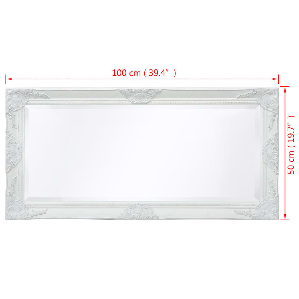 vidaXL Wall Mirror Baroque Style 100x50 cm White
