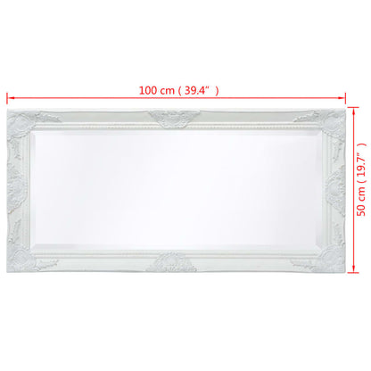 vidaXL Wall Mirror Baroque Style 100x50 cm White