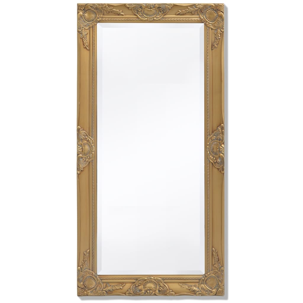 vidaXL Wall Mirror | Gold | Wood | 100x50 cm | Decorative Inlays | Wall Mirror