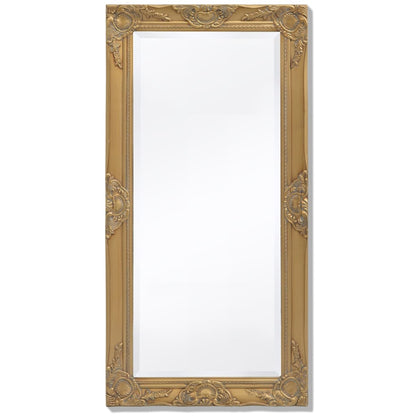 vidaXL Wall Mirror | Gold | Wood | 100x50 cm | Decorative Inlays | Wall Mirror