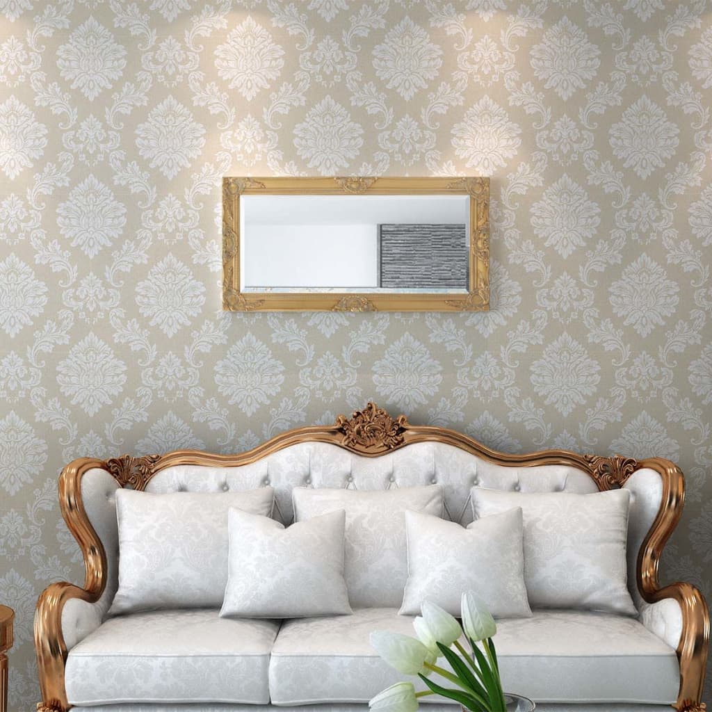 vidaXL Wall Mirror | Gold | Wood | 100x50 cm | Decorative Inlays | Wall Mirror